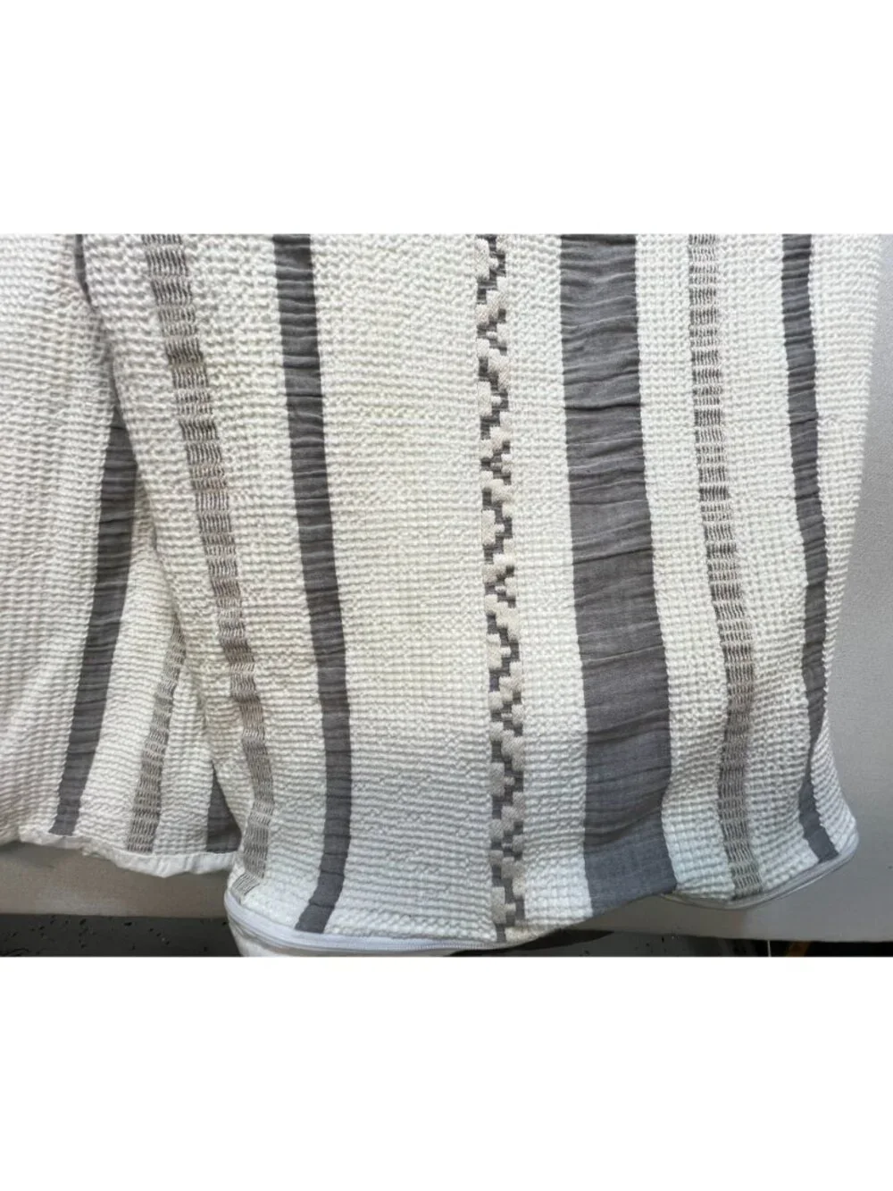Bedsure Stripe White GentleSoft Cotton Boho Waffle Weave Duvet Cover Zipper